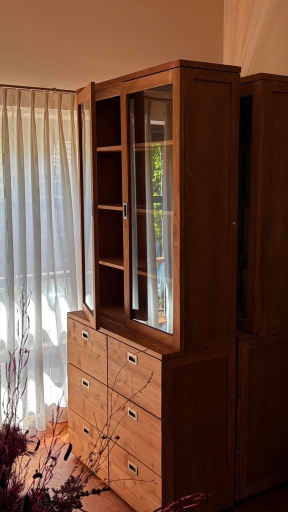 2 Vitrine -Ladekasten, Huis en Inrichting, Kasten | Buffetkasten, Ophalen, Met deur(en), 200 cm of meer, 50 tot 100 cm