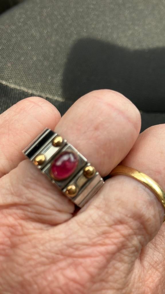 Ring nomination stretch met geel goud dames pas altijd., Ophalen of Verzenden, Zo goed als nieuw, Dame, Zilver