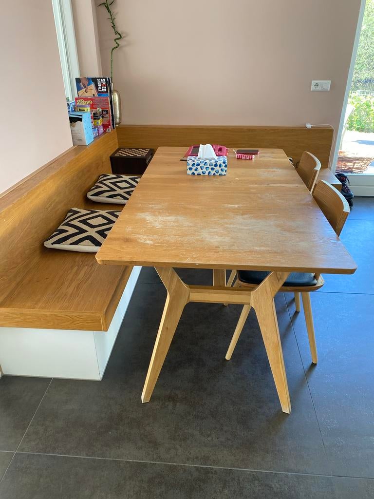 Hoekbank met eettafel - Modern en praktisch, Ophalen, Gebruikt, Vijf personen of meer, 200 cm of meer