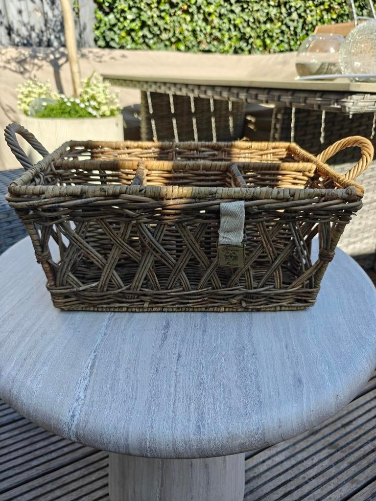 Riviera Maison Bestek- en Kruidenmandje 32x20x15 cm, Ophalen, Natuurlijk materiaal, Bruin, Riviera Maison