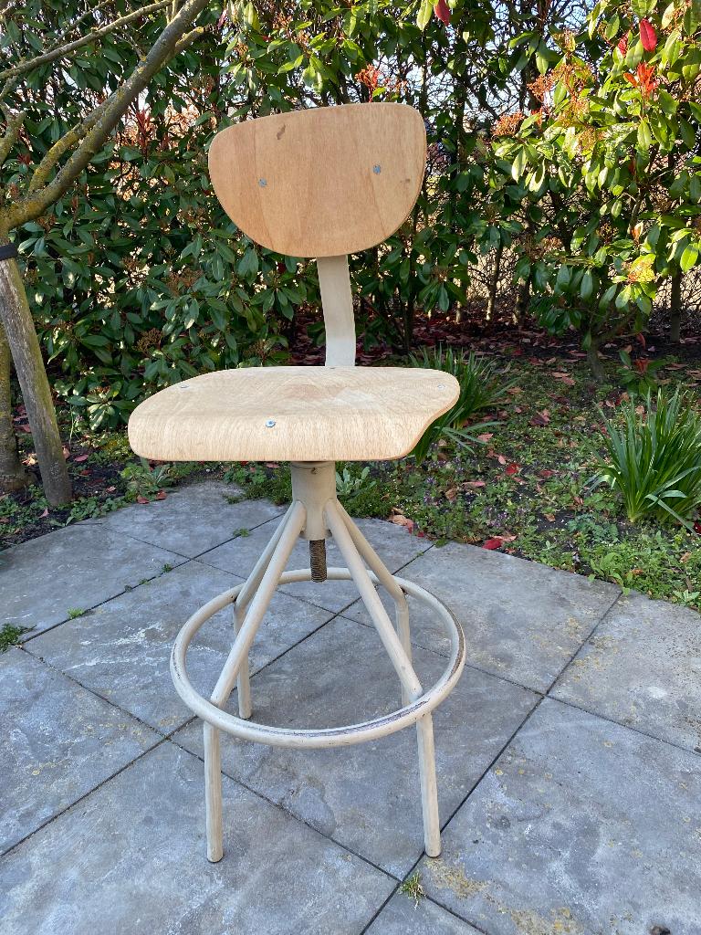 Industriële verstelbare werkstoel / vintage tekenstoel, Ophalen, Gebruikt, Overige kleuren, Bureaustoel