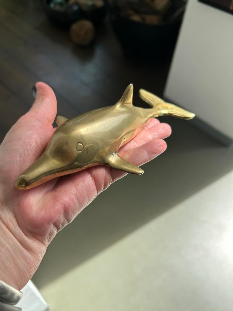 Zware Vintage Antieke bronze Dolfijn, Antiek en Kunst, Ophalen of Verzenden