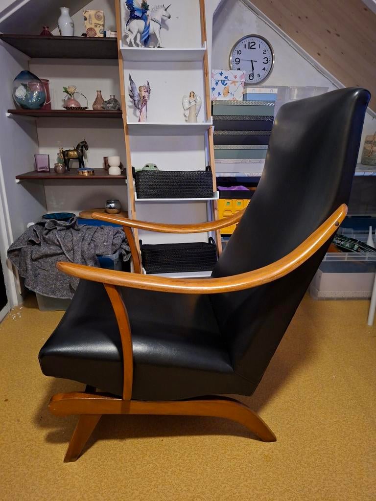 Vintage schommelstoel, Huis en Inrichting, Stoelen, Ophalen, Gebruikt, Zwart, Vintage, Retro, Mid-century modern