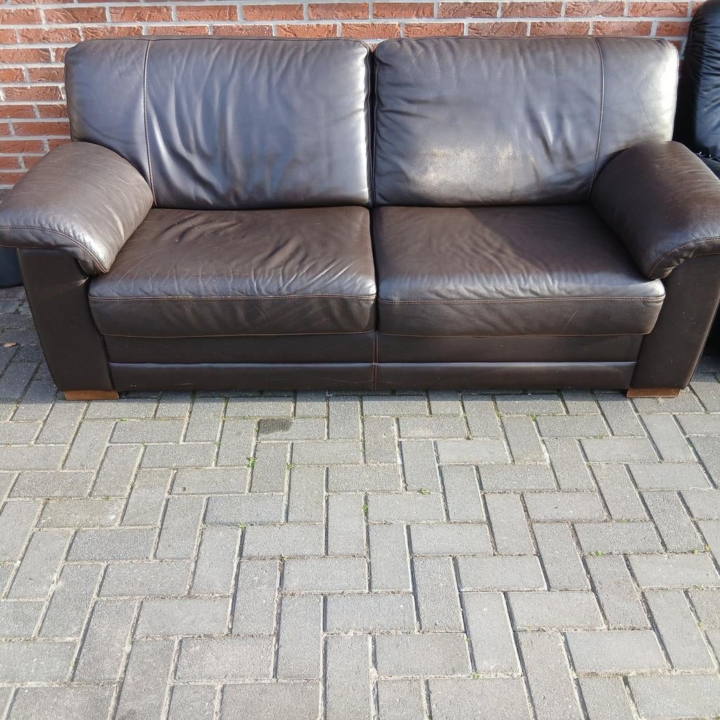 GRATIS  leren bank, Huis en Inrichting, Banken | Bankstellen, Ophalen of Verzenden, Gebruikt, 75 tot 100 cm