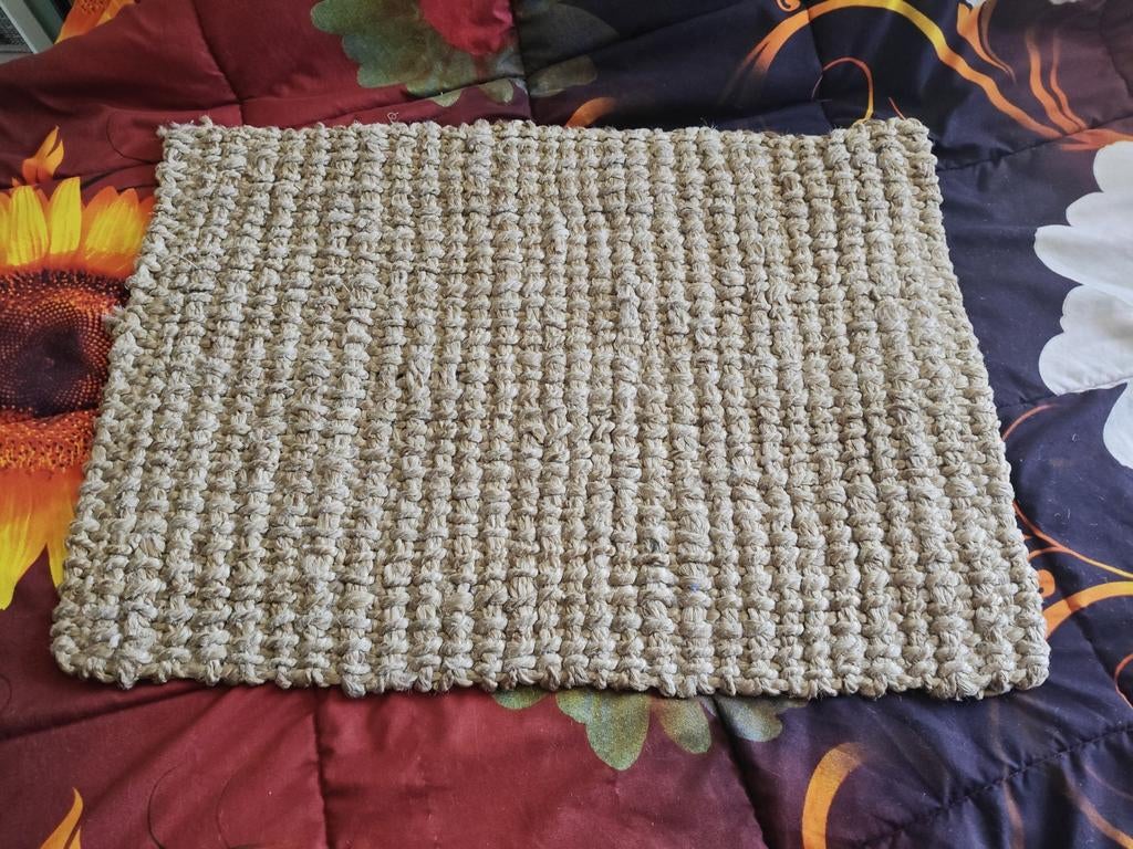 Natuurlijke Jute Vloermat - Handgeweven - 69x49, Minder dan 50 cm, Vierkant, Minder dan 50 cm, Zo goed als nieuw