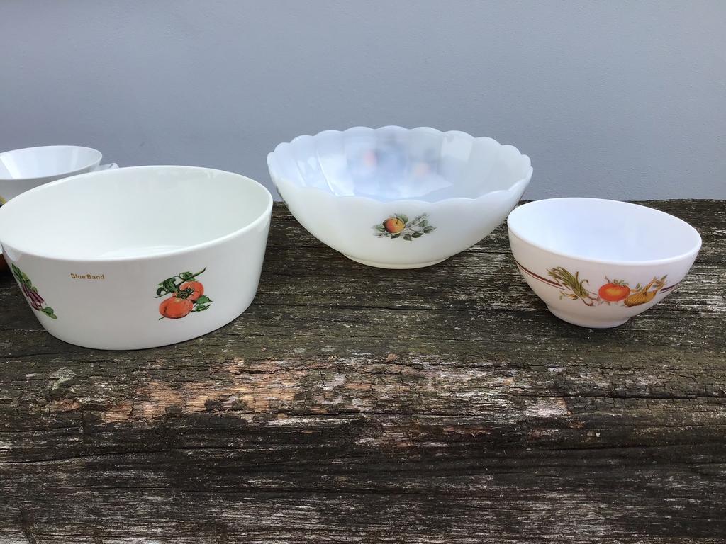 Diverse schalen - Blue Band - Arcopal - California - retro, Verzamelen, Ophalen of Verzenden, Huis en Inrichting