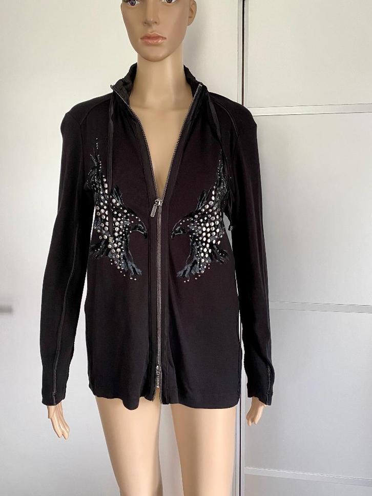 J615 Monari maat 42/44=L katoenen vest vestje zwart, Kleding | Dames, Truien en Vesten, Zo goed als nieuw, Maat 42/44 (L), Zwart