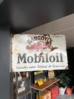 Oud Frans Mobiloil Emaille Bord - Dubbelzijdig, Verzamelen, Ophalen, Gebruikt, Reclamebord
