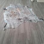 Koeienhuid vloerkleed zilver met bruin en zwart, Ophalen of Verzenden, 200 cm of meer, Rechthoekig, Grijs