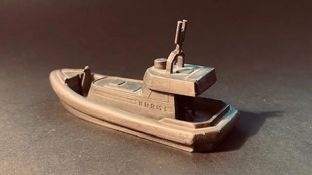knrm reddingsboot in tinnen uitvoering schaal rond 1:75, Verzamelen, Scheepvaart, Zo goed als nieuw, Schaalmodel, Motorboot, Verzenden