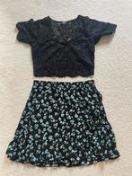 Leuke set croptop en rokje, Zwart, Nieuw, Ophalen of Verzenden, Korte mouw