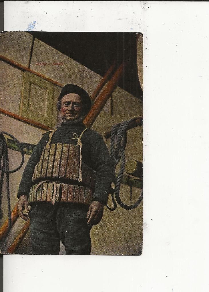 Egmond aan Zee Stoere Visscher met reddingsvest naar De Rijp, Verzamelen, Ophalen of Verzenden, Voor 1920, Gelopen, Noord-Holland