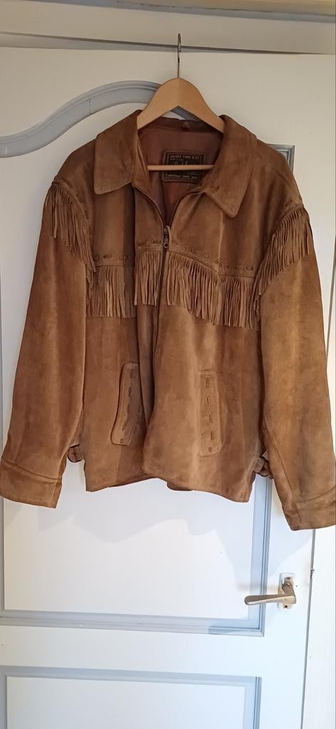Vintage suède leren jas met franjes - Maat XL, Ophalen of Verzenden, Zo goed als nieuw, Maat 46/48 (XL) of groter, Bruin