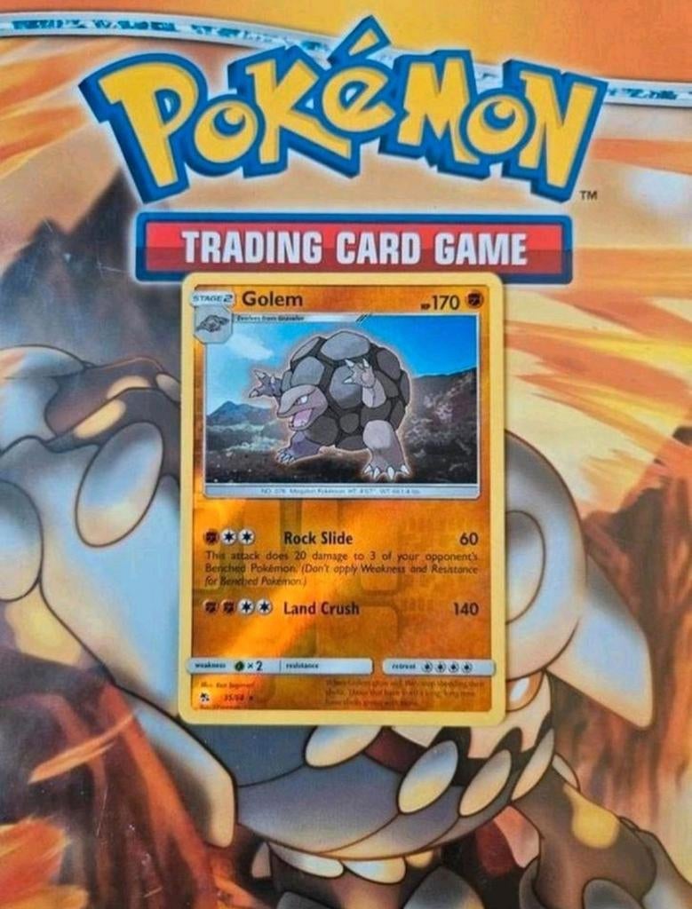 Golem 35/68 reverse holo rare Sun&Moon Hidden Fates pokemon, Ophalen of Verzenden, Zo goed als nieuw, Losse kaart, Foil