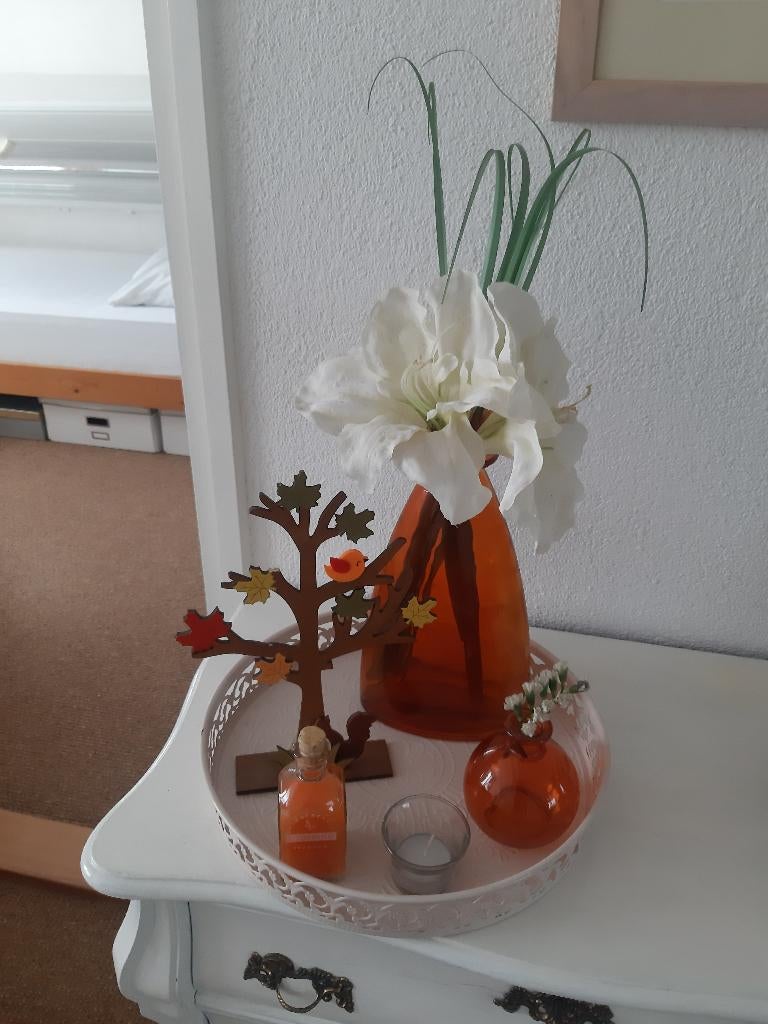 dienblad met decoratiespulletjes - tafel / vensterbank, Ophalen, Zo goed als nieuw