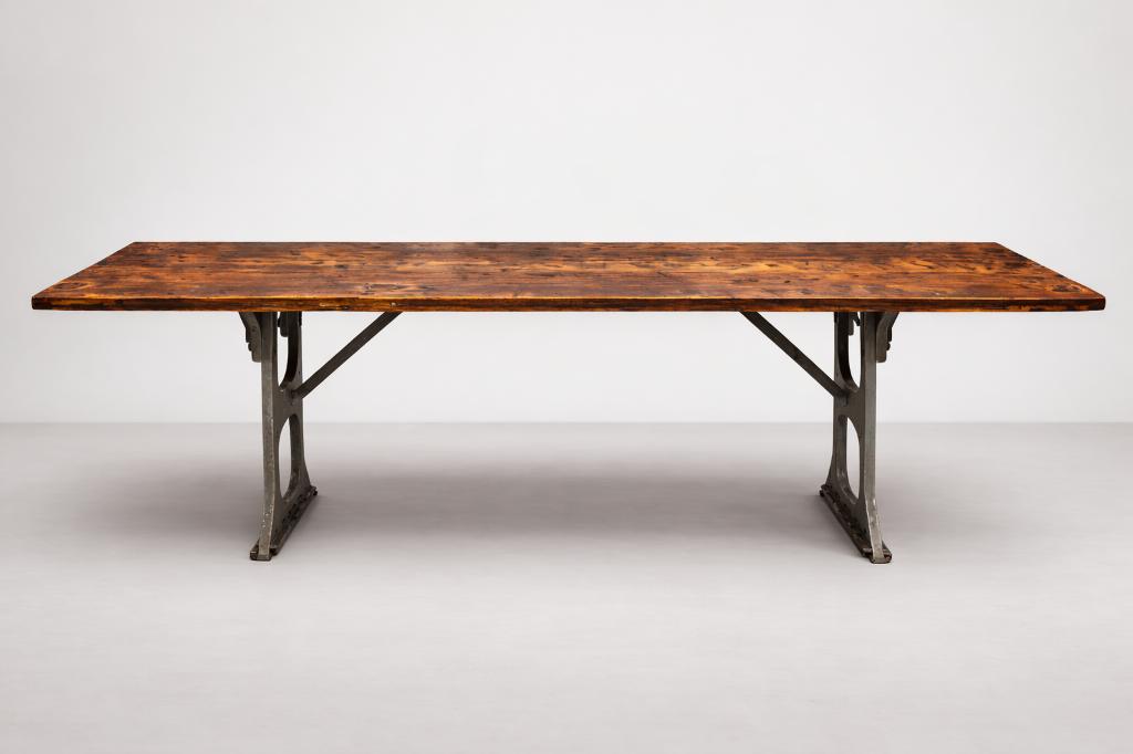 VERKOCHT - Industriële eikenhouten tafel, Industrieel, vintage, Vijf personen of meer, Eikenhout, Rechthoekig