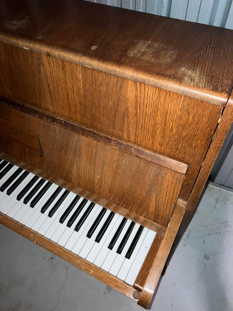 Piano Rösler licht eiken met studiepedaal, Ophalen, Gebruikt, Bruin, Piano
