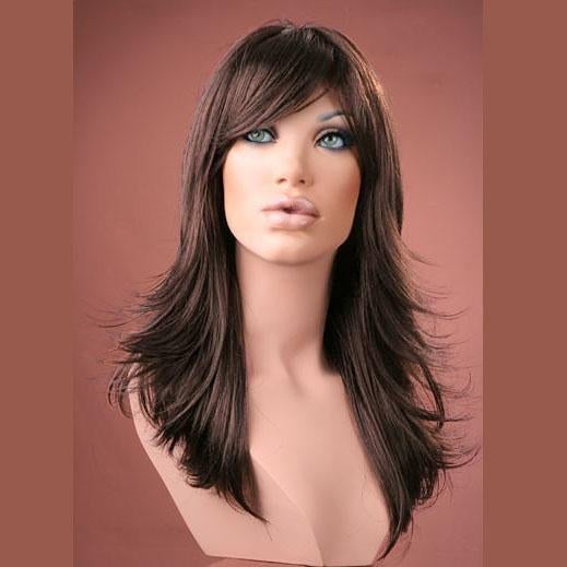 Pruik lang haar razor-cut model Hannah kleur chocolate, Verzenden, Nieuw, Pruik of Haarverlenging