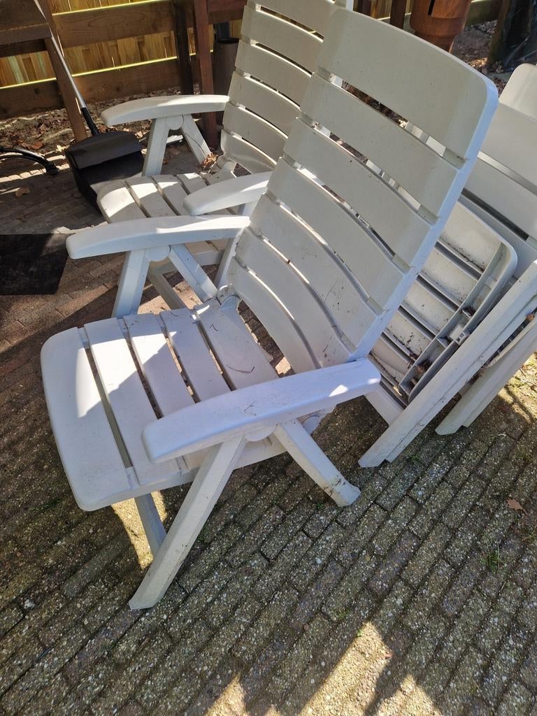 Tuinset tafel plus 4 kunststof stoelen hartman, Tuin en Terras, Tuinsets en Loungesets, Ophalen, 4 zitplaatsen, Kunststof, Gebruikt