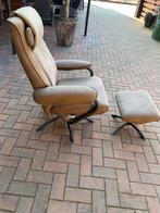 Luie stoel met voetenbankje, Huis en Inrichting, Stoelen, Gebruikt, Overige kleuren, Ophalen of Verzenden, Eén