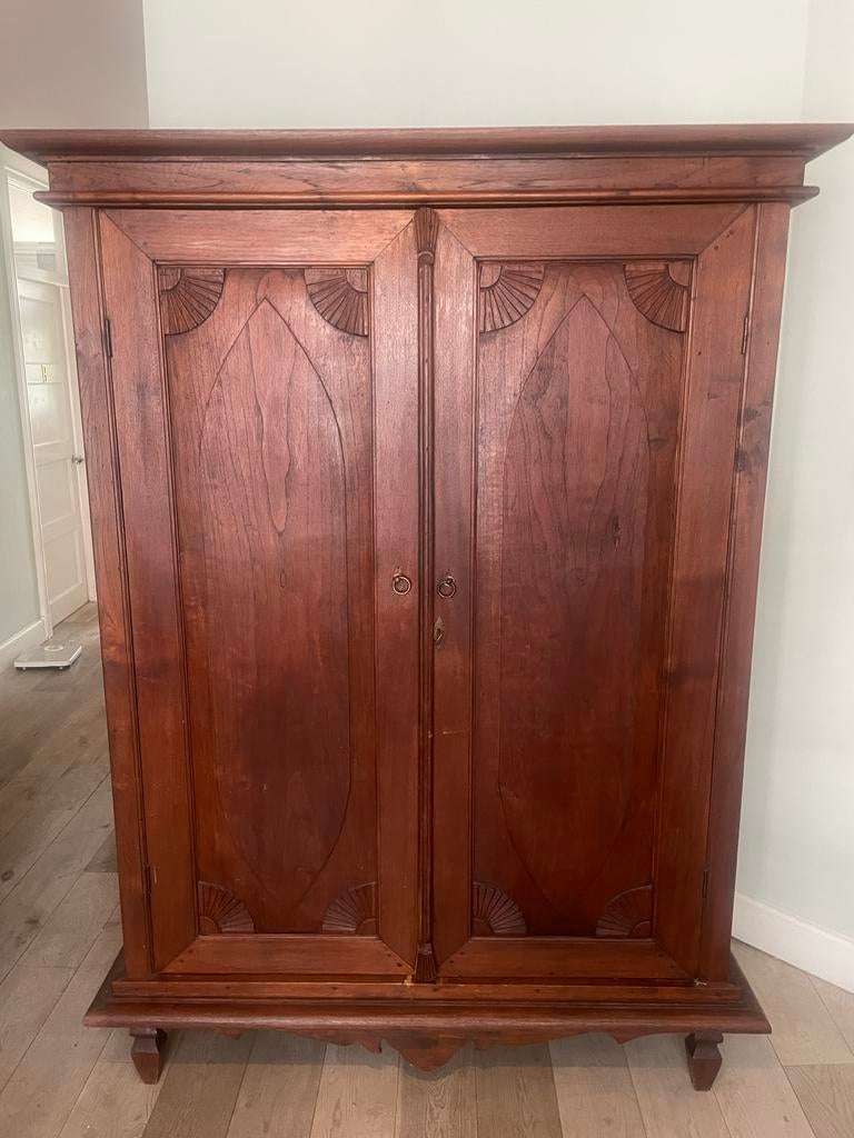 Antieke houten kast, Biedermeier-stijl B133xD55,5xH201,5 cm, Ophalen of Verzenden