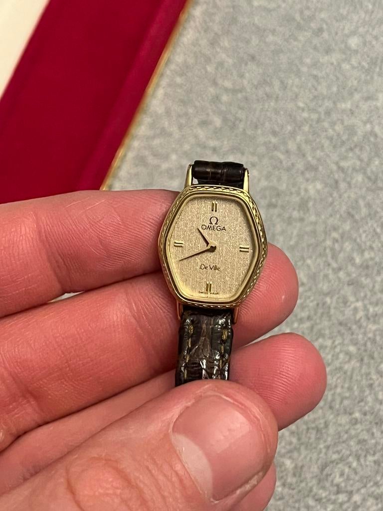 Vintage Omega De Ville met doos, Ophalen of Verzenden, Zo goed als nieuw, Leer, Overige merken