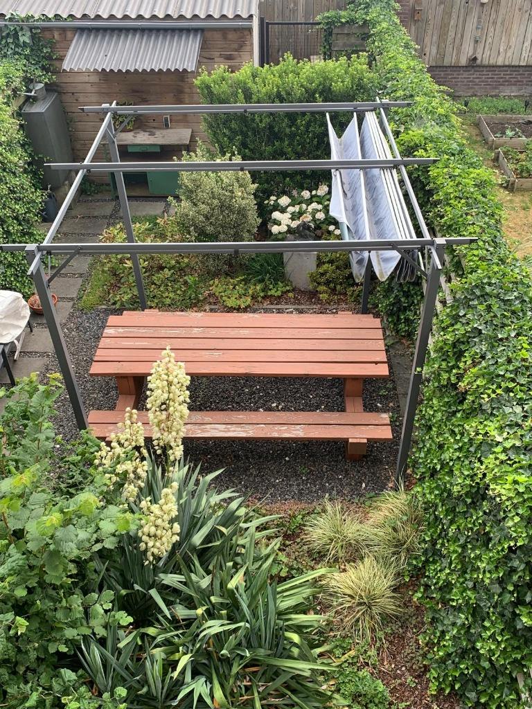 Douglas houten picknicktafel, Tuin en Terras, Picknicktafels, Ophalen, Gebruikt, Rechthoekig, Hout