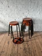 Partij vintage krukken school kruk hout metaal, Ophalen, Hout, A, A