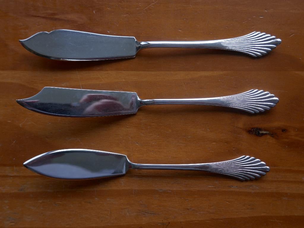 Gerritsen Amsterdam zilveren waaier 2 botermesjes kaasmesje, Antiek en Kunst, Ophalen of Verzenden, Zilver