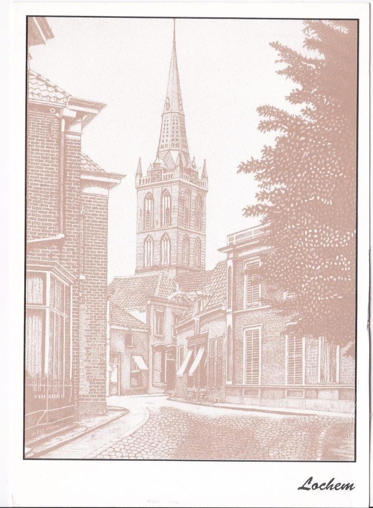 Lochem (Gld)-getekende kaart -door Frans van Driesten-, Verzenden, 1940 tot 1960, Ongelopen, Gelderland