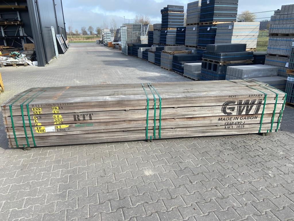 Hardhouten funderingsbalk 4,5x20,5x400 cm ruw - J&W 147
