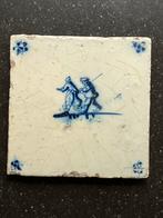 Tegel 17e eeuw met schaatsers / kinderspelen, Delfts Blauw, Antiek en Kunst, Antiek | Wandborden en Tegels, Verzenden