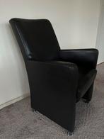 6 zwarte kunstleren eetkamerstoelen op wieltjes, Huis en Inrichting, Ophalen, Kunststof, Zwart, Zo goed als nieuw