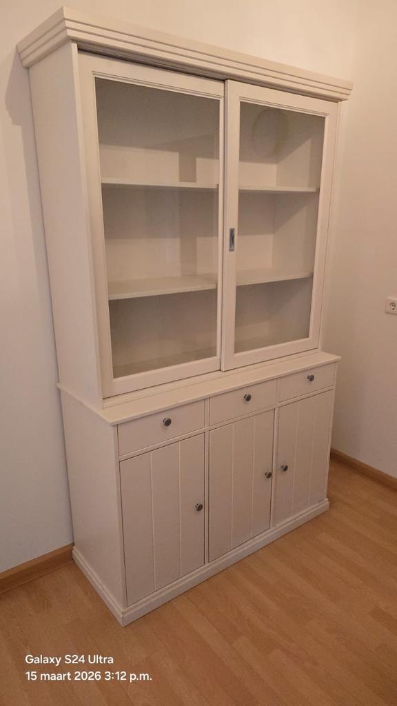 Service wand kast wit, Ophalen, Gebruikt, 100 tot 150 cm, Met lade(s)