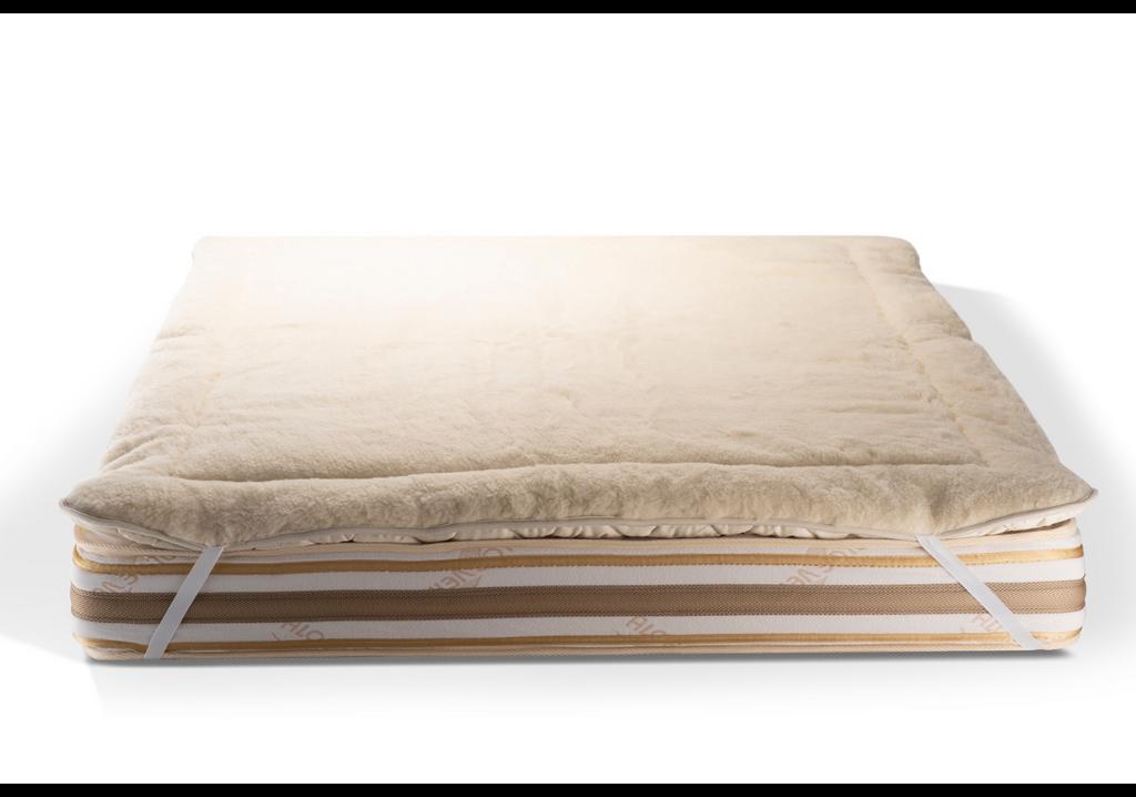 Daaloumaa matras topper teddy merino wol linnen 160/80, Ophalen, Zo goed als nieuw, Tweepersoons, 160 cm