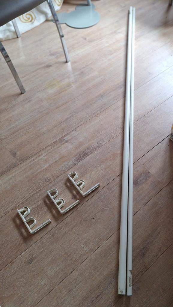 Dubbele gordijnstang inclusief ophangbeugels, Ophalen, Gebruikt, 200 cm of meer, 200 cm of meer