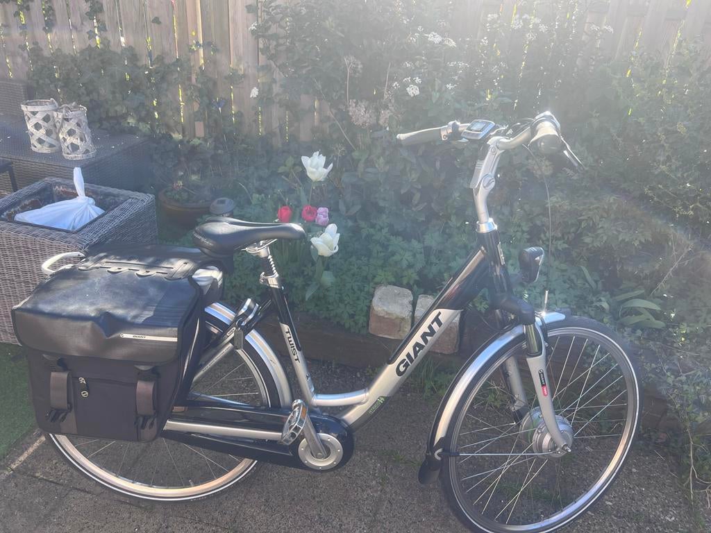 Giant Twist E-bike met fietstassen, Fietsen en Brommers, Elektrische fietsen, Gebruikt, 51 tot 55 cm, 30 tot 50 km per accu, Giant
