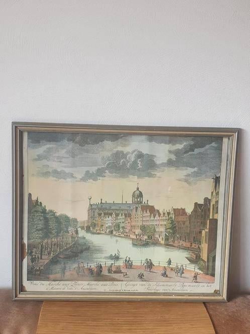 Gezicht op de Bloemmarkt en Pijpemarkt te Amsterdam,, Antiek en Kunst, Kunst | Litho's en Zeefdrukken, Ophalen