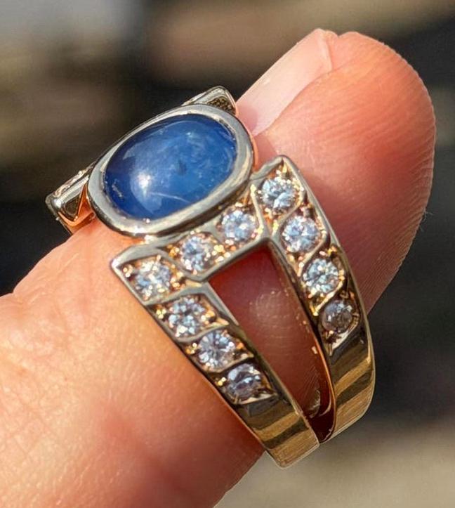 Exclusieve 18 karaat gouden ring saffier 2.5ct en diamanten!, Sieraden, Tassen en Uiterlijk, Ringen, 18 tot 19, Ophalen of Verzenden
