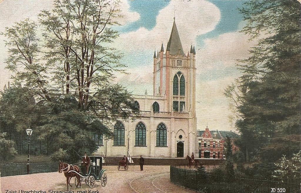 Zeist, Utrechtsche Straatweg met kerk, Ophalen of Verzenden, Voor 1920, Gelopen, Utrecht