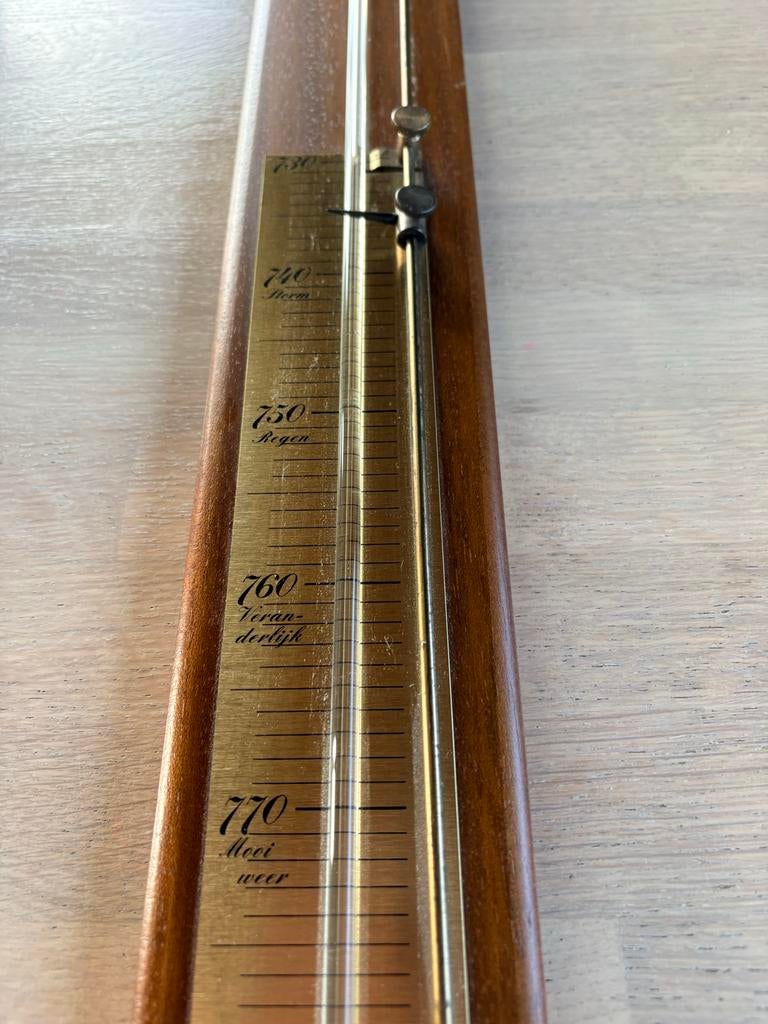 Vintage Barometer W-Germany - Hout en Messing, Ophalen, Gebruikt, Barometer