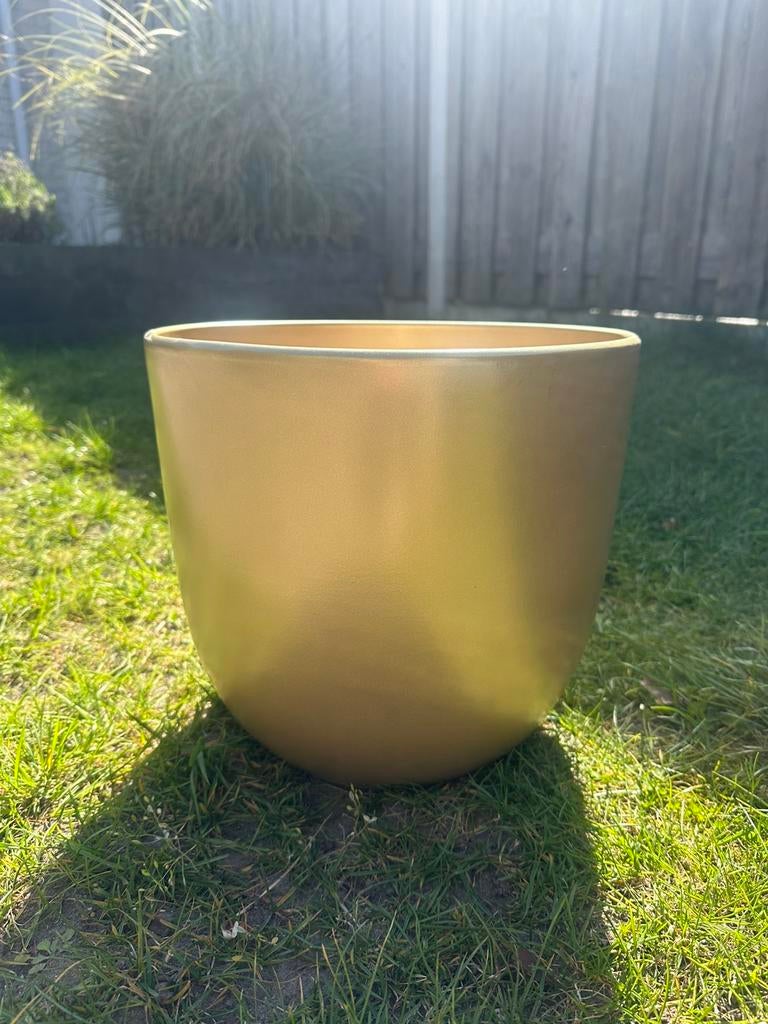 Bloempot Tusca - Goud, Ophalen, Rond, Zo goed als nieuw, Aardewerk