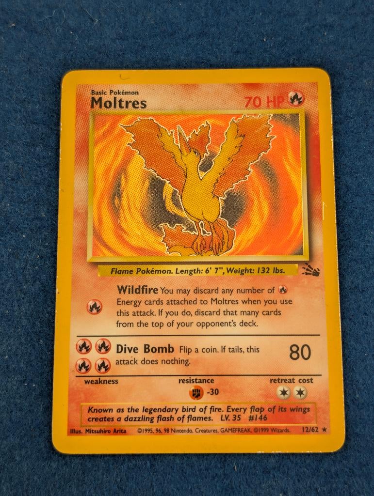 Moltres Holo 12/62 - Fossil Set - Vintage Pokémon - ENG, Hobby en Vrije tijd, Verzamelkaartspellen | Pokémon, Ophalen of Verzenden