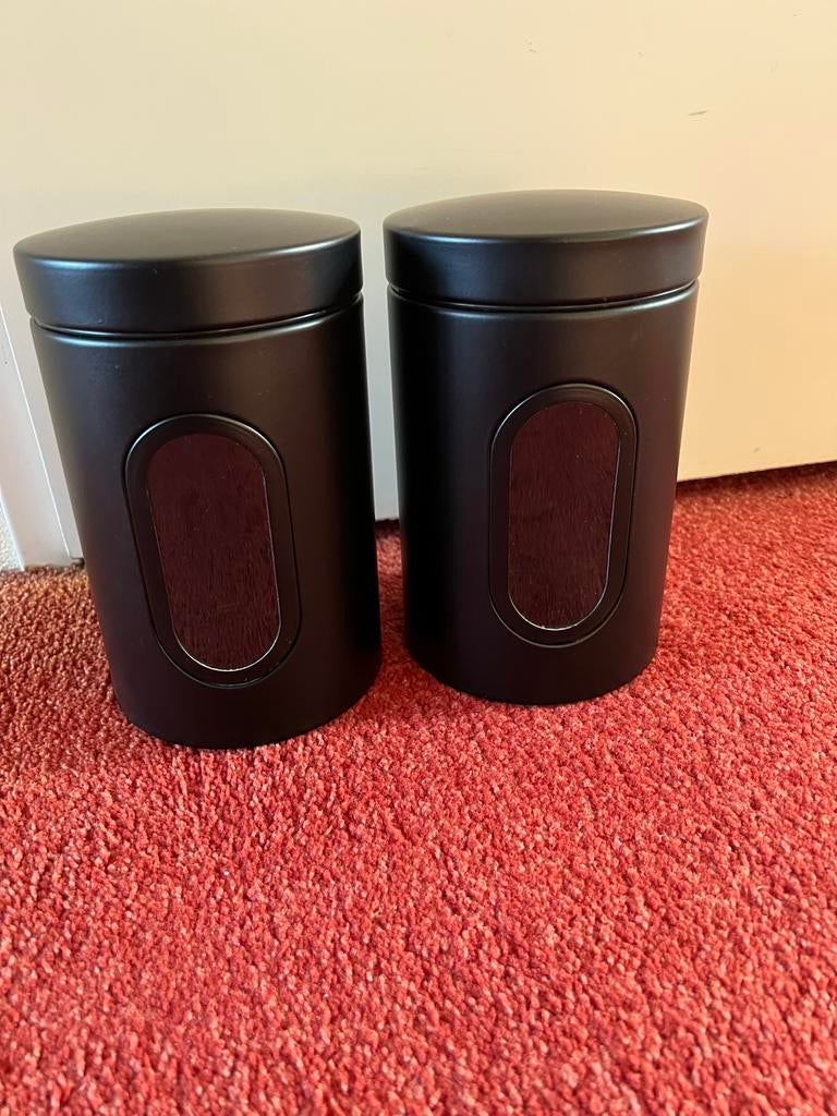 Voorraadbussen metaal zwart, Ophalen, Zo goed als nieuw