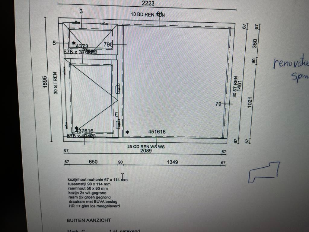 Kozijn met hr ++ glas, Doe-het-zelf en Verbouw, Kozijnen en Schuifpuien, Ophalen, Raamkozijn, Zo goed als nieuw, 150 tot 225 cm