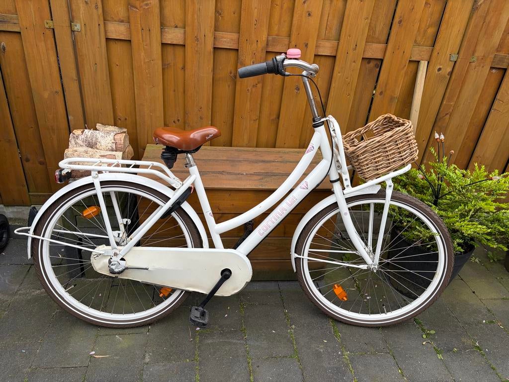 Cortina Meisjes Omafiets 26 inch - Wit met Mandje, Fietsen en Brommers, Fietsen | Dames | Omafietsen, Minder dan 47 cm, Ophalen