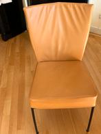 6 Montis Spica stoelen cognac kleur gratis teak tafel 1x2mtr, Gebruikt, Bruin, Leer, Ophalen of Verzenden