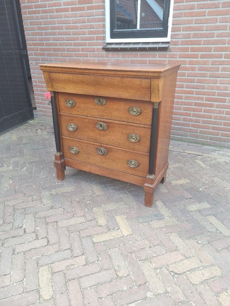 Antieke Eiken Empire Vier Laden Commode, Antiek en Kunst, Ophalen