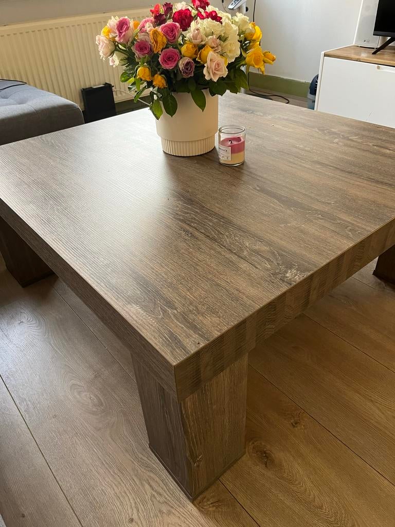 Massief Sheesham Houten Salontafel 100x100cm, Huis en Inrichting, Ophalen, Gebruikt, Vierkant, 50 tot 100 cm