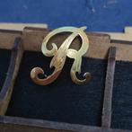 Nr80. 585 Gouden Letter 'R' Broche, Ophalen of Verzenden, Zo goed als nieuw, Goud, Goud